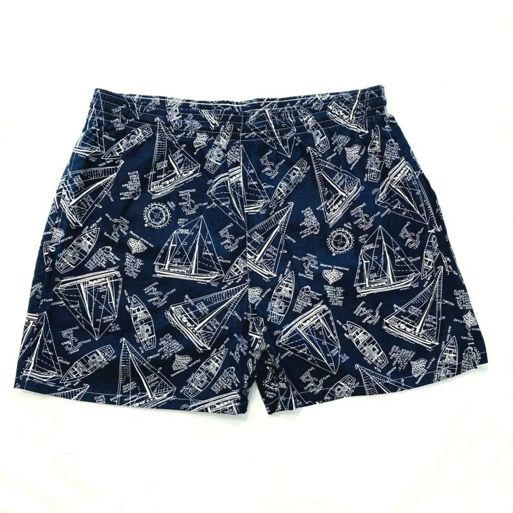 Vtg Stephen Williams Swim Trunks Board Shorts Print Mesh Brief Lined L Navy NWOT